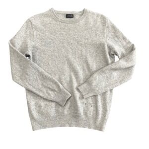 J Crew 100% Cashmere Crewneck Sweater Light Gray
